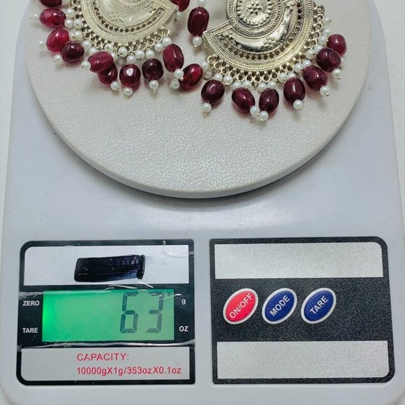 Oxidized Big Earrings With Beads, Handmade Unique Style Earrings, Indian Oxidize - Picture 7 of 7